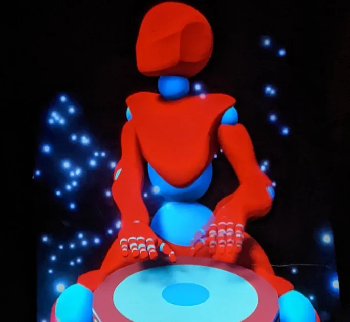 The embodied AI-driven virtual drummer.