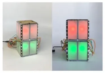 The LED cube hardware prototype.